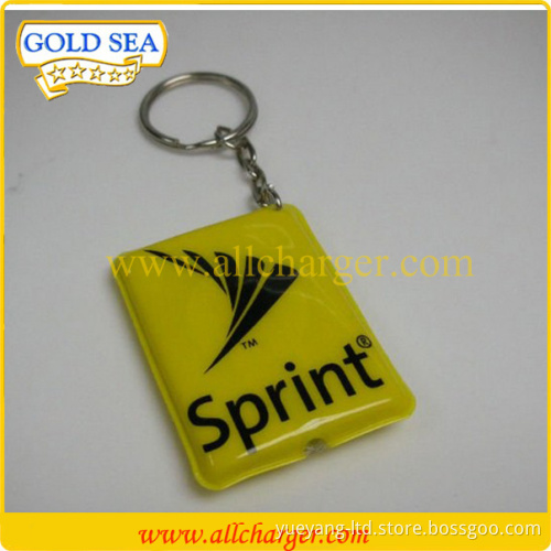 Free logo print Mini LED keychain light waterproof soft pvc customized shape